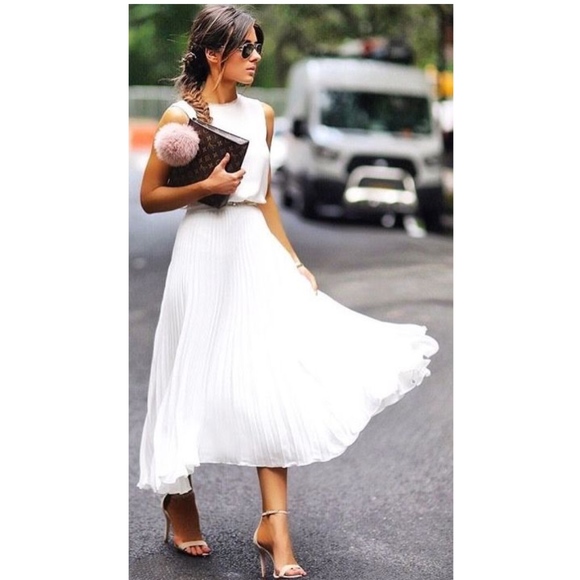 White House Black Market Dresses & Skirts - White Pleated Maxi Skirt by WHBM
